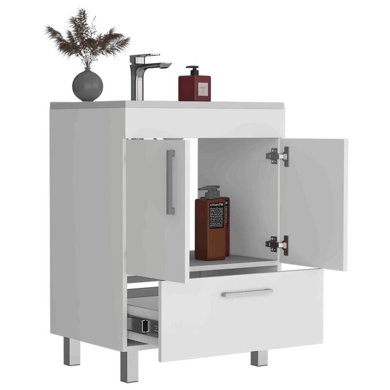 Bathroom Vanity with Double Door Cabinet and One Drawer, Faucet Not Included, Modern Design