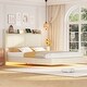 preview thumbnail 3 of 8, Queen Size Floating Bed with Storage Headboard, Upholstered Platform Bed with Touch Sensor Night Light and USB Charger, Beige