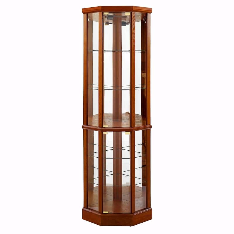 6-Shelf Lighted Corner Curio Cabinet