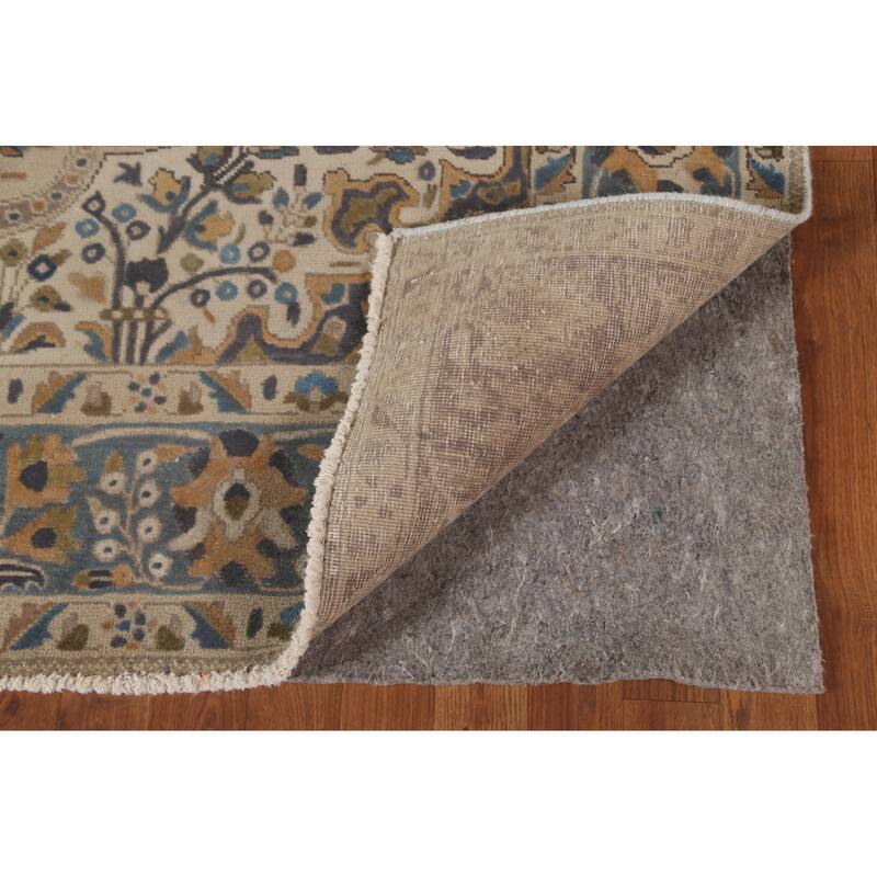 Tabriz Persian Vintage Rug Handmade Traditional Beige Wool Carpet - 6'10"x 9'10"
