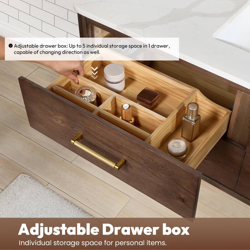 Cristo Floating Bath Vanity with White Quartz Stone Top without Mirror