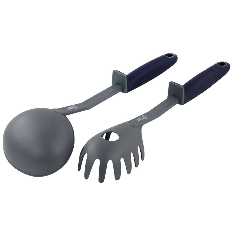 2 Piece Ladle and Pasta Server Utensil Set in Navy Blue