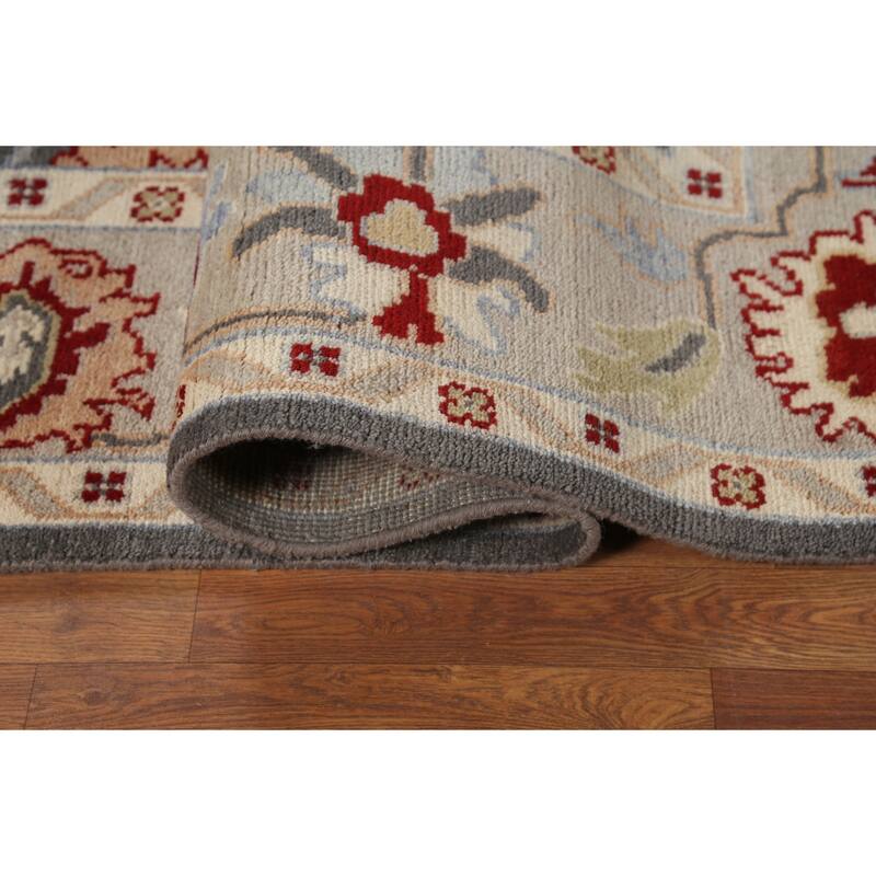 Gray Oushak Indian Rug Hand-Knotted Transitional Wool Carpet - 8'1"x 9'10"