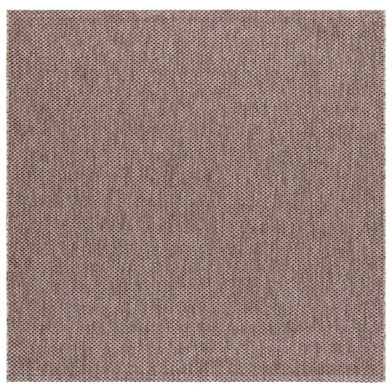 SAFAVIEH Courtyard Begajeta Indoor/Outdoor Waterproof Patio Backyard Rug. - 9' Square - Natural/Black
