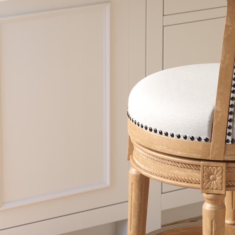 Copper Grove Rijssen Counter-Height Wood Swivel Stool, Faux Leather Seat