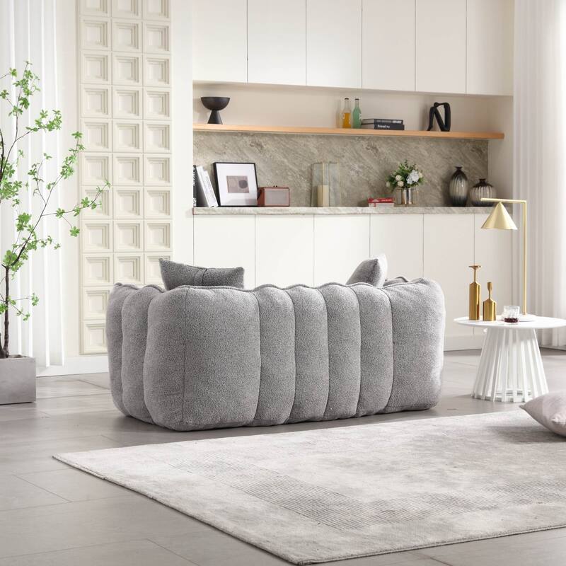 Soft Bean Bag Chair for Adults, Cozy Lazy Bean Bag Sofa, 2 Seat with Armrests for Home