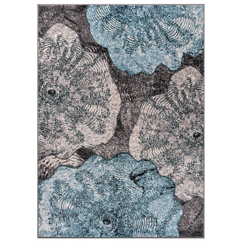 World Rug Gallery Contemporary Floral Design Black Area Rug