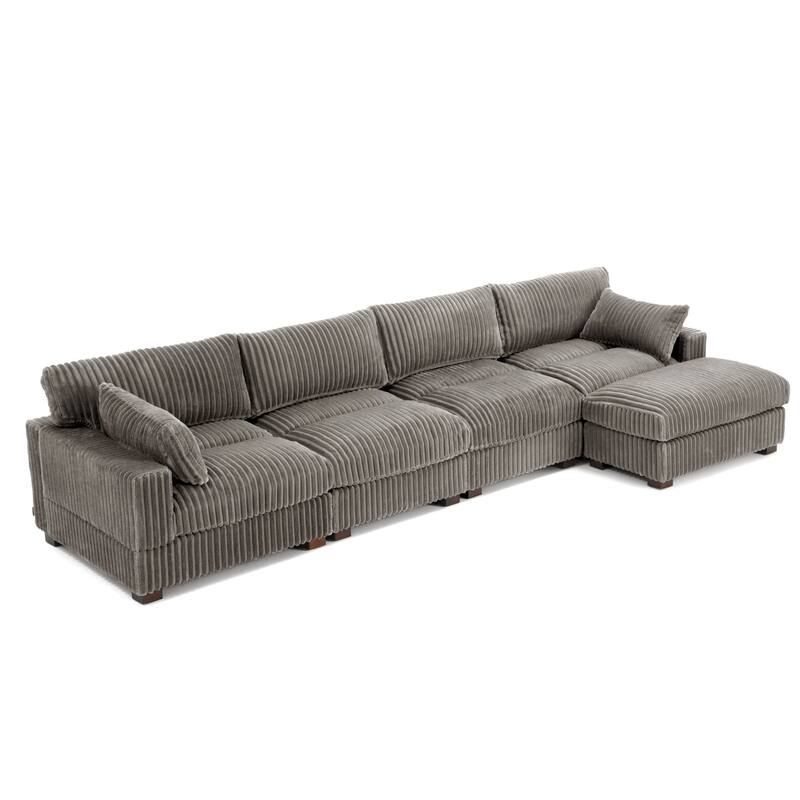 Plush Flannel Modular Sectional Sofa for Living Room