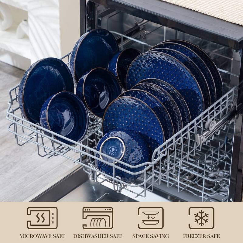 MALACASA LYDIA Embossed Stoneware 16-Piece Dinnerware Set
