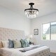 preview thumbnail 2 of 10, Carlisle 2-Light Black Two Tier Crystal Semi Flush Mount Chandelier - 13"W