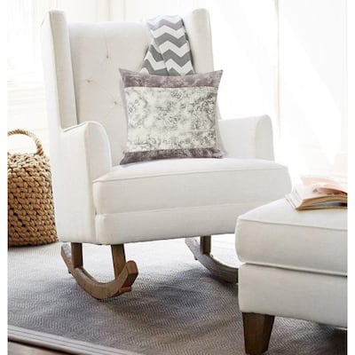 Weathered Floral Square Cotton Throw Pillow - 20" - Gray and Cream