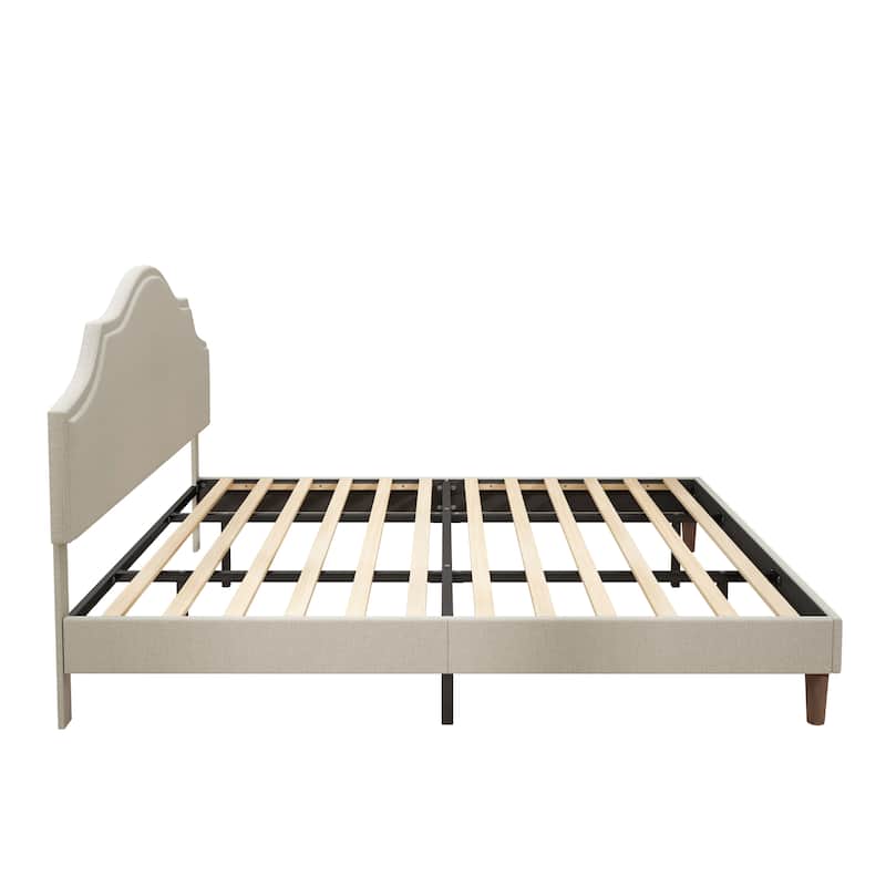 GDFStudio Bed Frame Upholstered Platform Bed with Adjustable Headboard