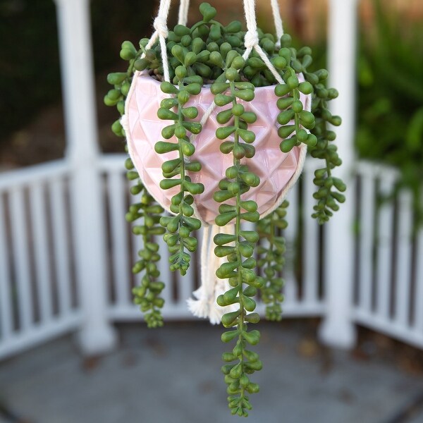5 x 5" Ceramic Macrame Hanging Planter Pot. Opens flyout.