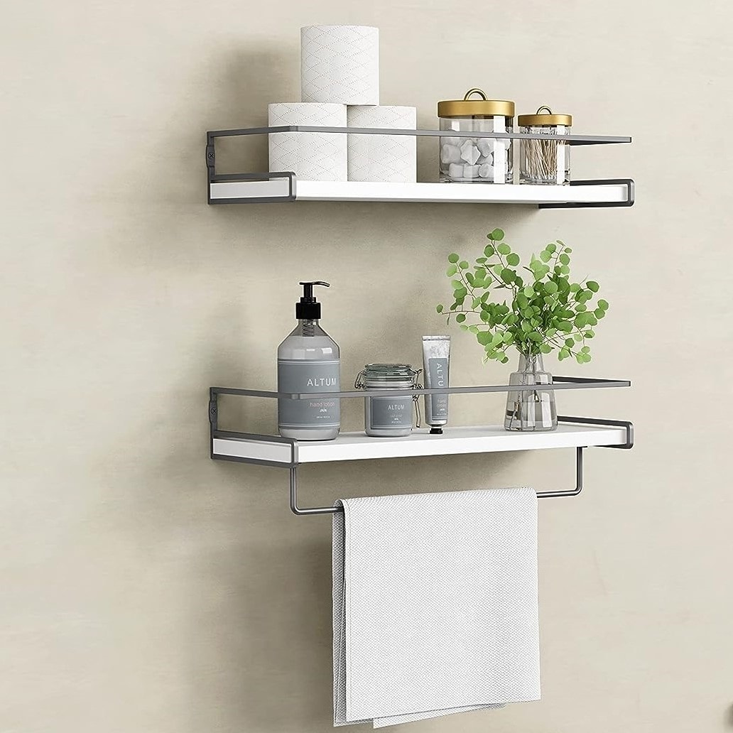 Small Shelf Without Drilling Shampoo Holder Bathroom Wall Floating White Shelves  Stick Bath Organizer for Kitchen Accessories