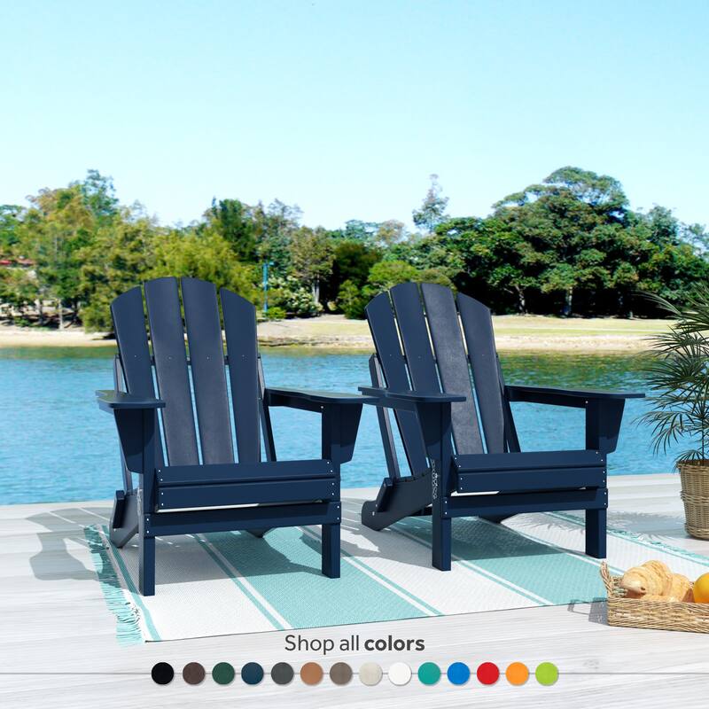 POLYTRENDS Laguna All Weather Poly Outdoor Adirondack Chair - Foldable (Set of 2)
