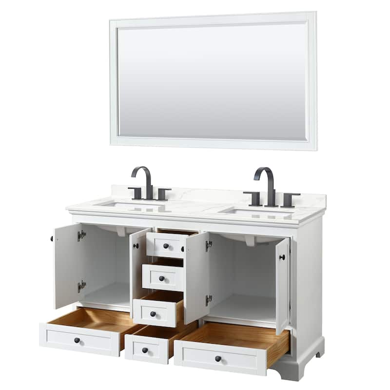 Deborah 60-inch Double Vanity, Quartz Top, 58-inch Mirror