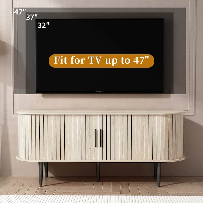 TV Stand, 47" Modern TV Console Table with Storage Compartment and Sliding Door, Gaming Entertainment Center with Cabinet