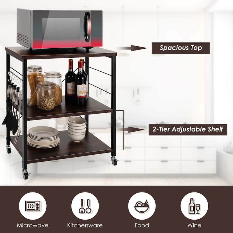 Costway 3-Tier Kitchen Baker's Rack Microwave Oven Storage Cart w/ - See details