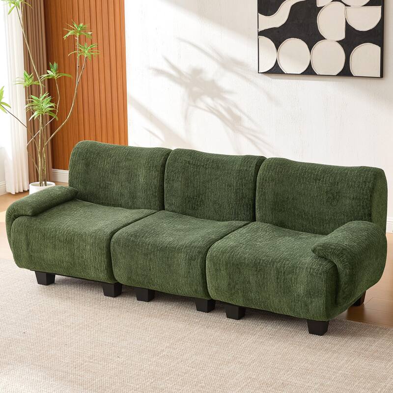 Roomfitters 95 Inch Modern 3-Seater Sofa Couch with Rounded Armrests and Deep Seating, Chenille