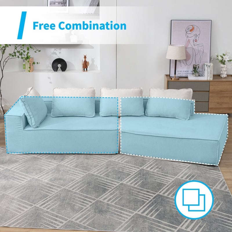 Mixoy 122" 2-Pieces Convertible Sectional Sofa,Oversized Sleeper Couch,Curved Modern Sofas for Living Room