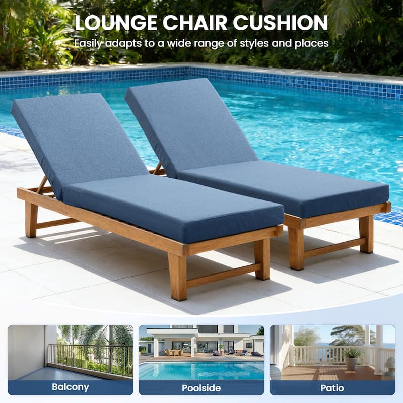 Pocassy 71x22 Inch Outdoor Chaise Lounge Cushions with Zipper