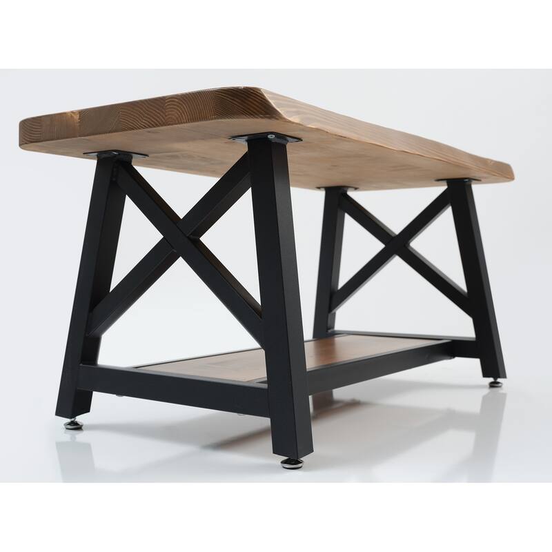 Maria Metal Frame Solid Wood Coffe Table For Living Room