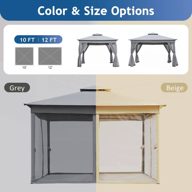 10x10 Outdoor Gazebo Tent with Double Roofs