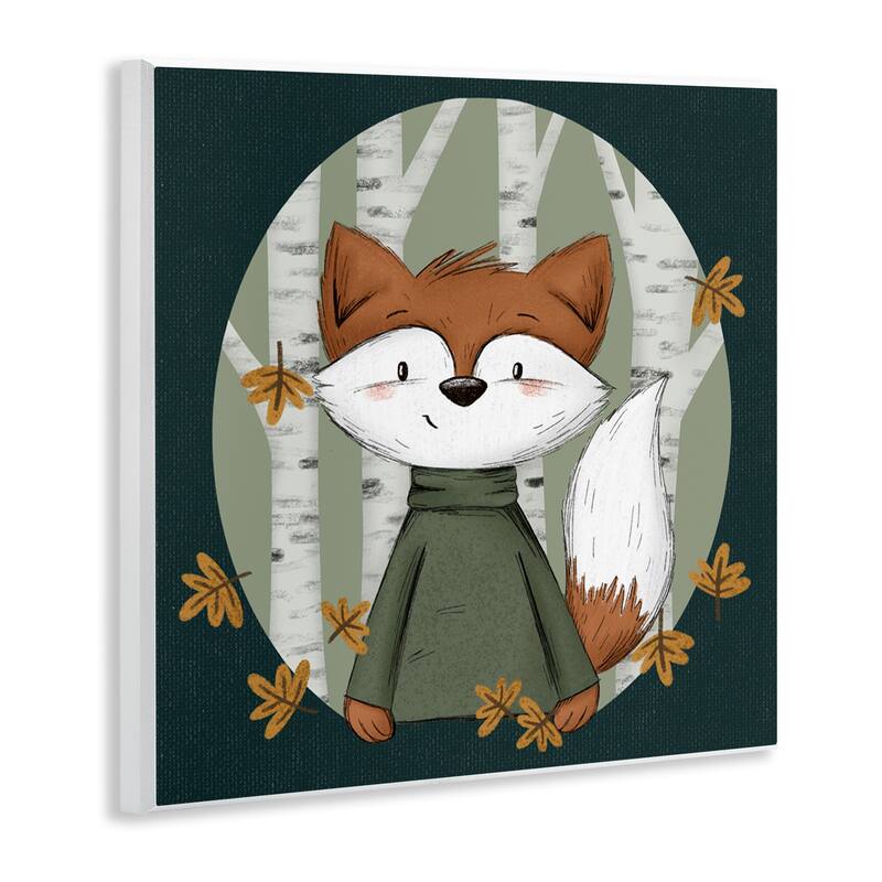 Stupell Autumnal Fox & Birch Trees Wall Plaque Art Design By Sarah Hickman