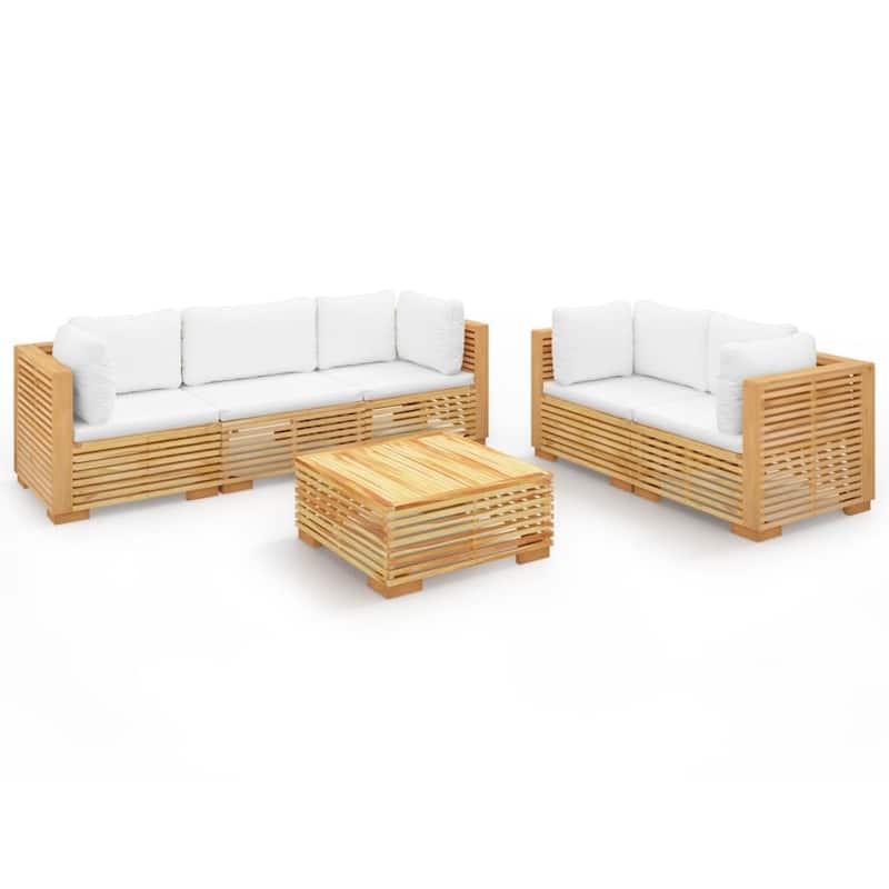 vidaXL 3 Piece Patio Lounge Set with Cushions Solid Wood Teak - 27.4" x 27.4" x 23.6"