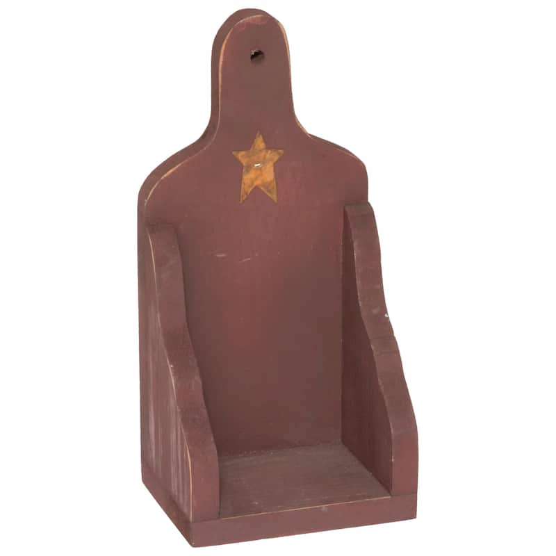 Farmhouse Primitive Candle Holder - Burgundy