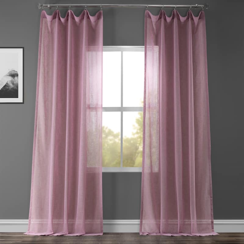 Exclusive Fabrics Solid Faux Linen Sheer Curtain (1 Panel) - 50 X 96 - Blackberry Cream