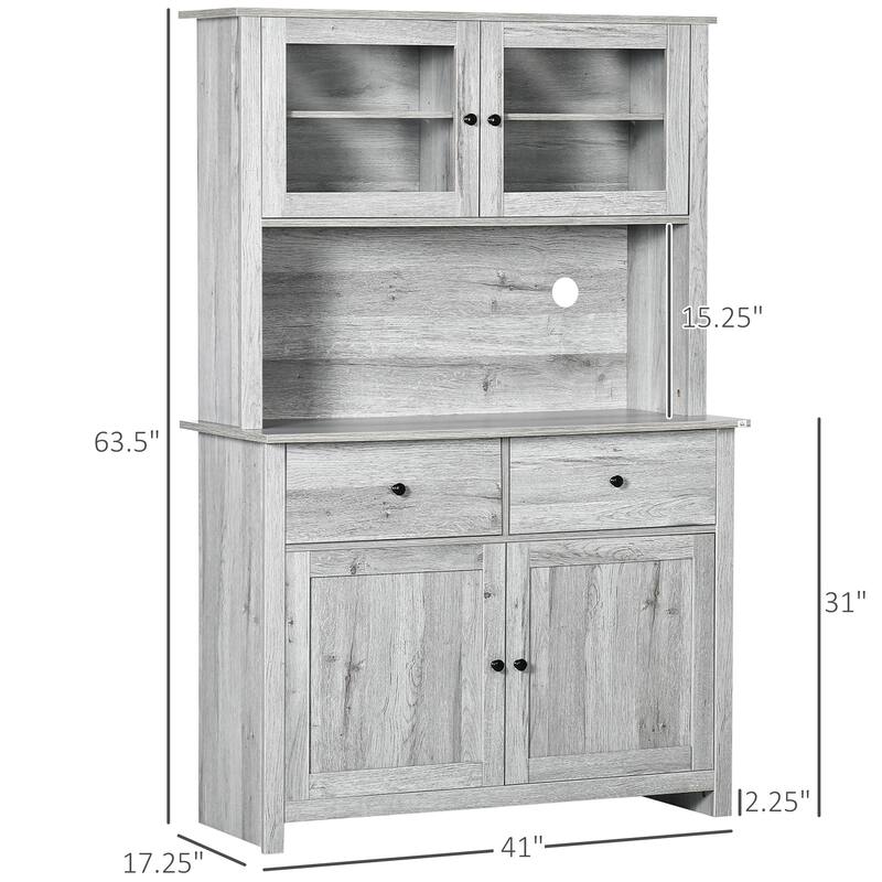 63.5" Kitchen Buffet with Hutch
