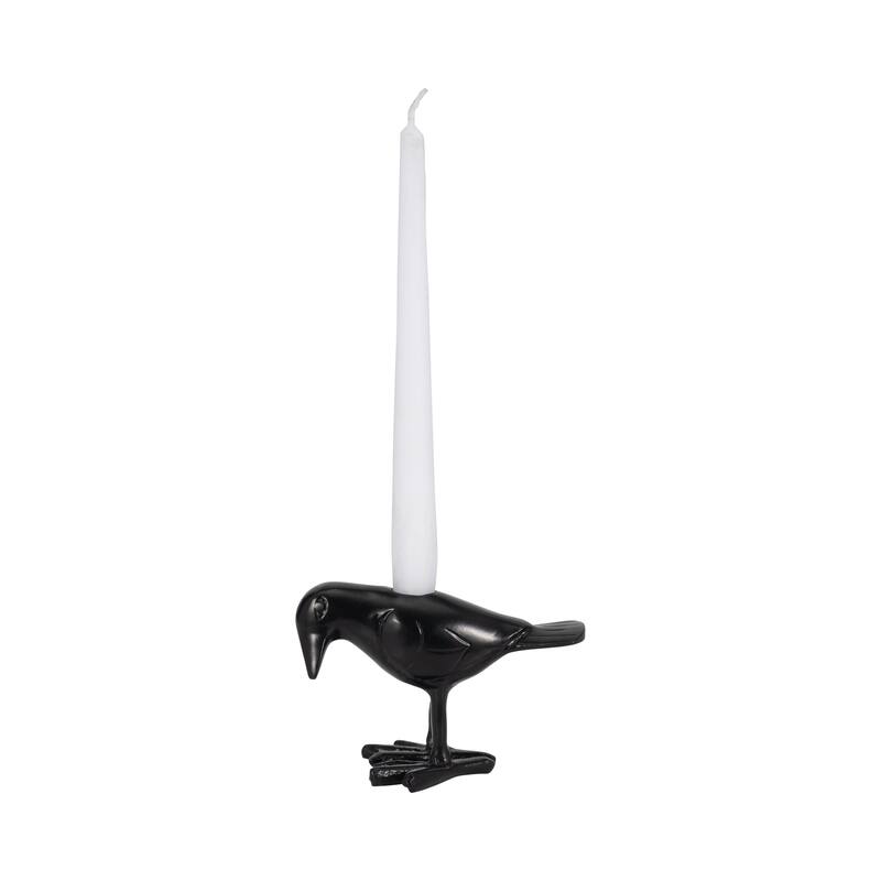 Aluminum Crow-Shaped Taper Candle Holder - Black, 4 in. - 6.0"