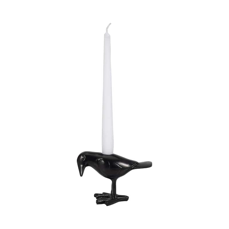 Sagebrook Home's 6-Inch Black Crow Taper Candle Holder - Elegant Aluminum Decor for Cozy Ambiance - 6" x 4" x 4"
