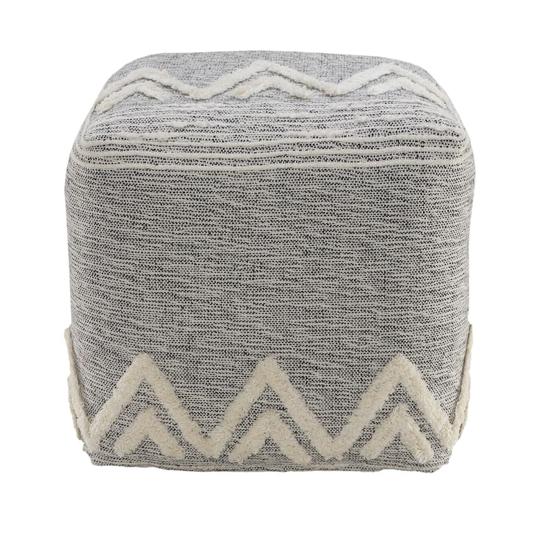 HomeRoots 16" Gray Polyester Ottoman