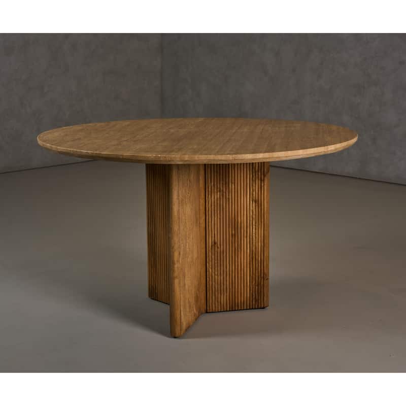 Modrest Pawnee Modern Travertine Marble & Wood Round Dining Table