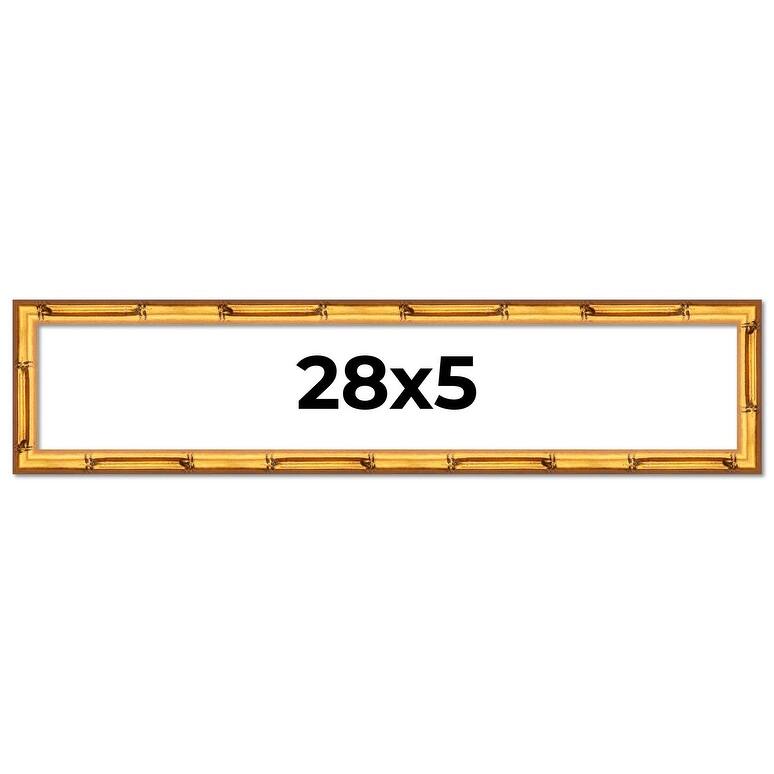 28x5 Frame Gold Bamboo Solid Wood Picture Frame | 1 Inch Moulding