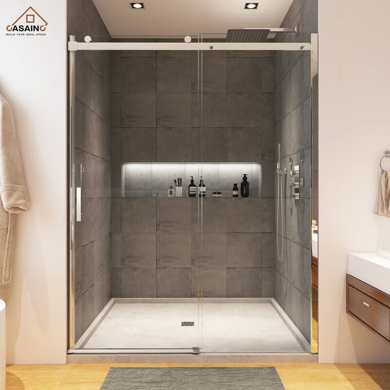 CASAINC 48"*76" Frameless Single Sliding Shower Door