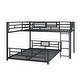 preview thumbnail 7 of 12, Metal Twin over Full Size Bed Frame, L-shaped Bunk Bed with Full Length Guardrail and Ladder for Children, Boys and Girls
