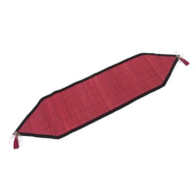 Novica Handmade Red Geometry Cotton Blend Table Runner