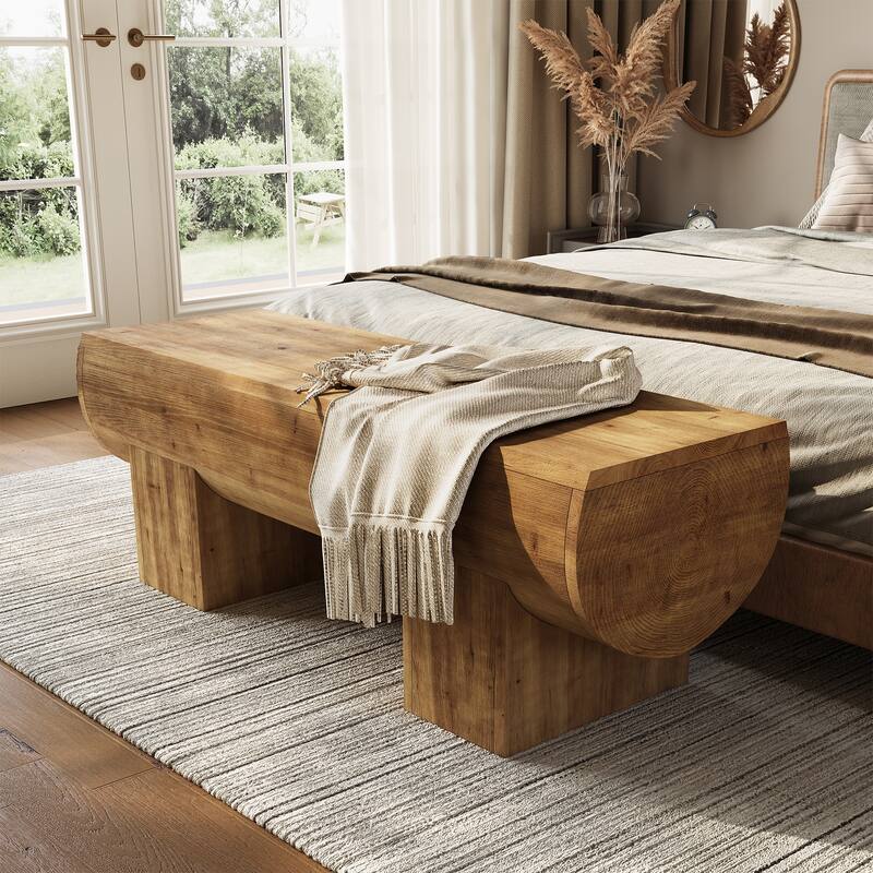 Solid Wood Entryway Bench, End of Bed Bench Seat, Accent Furniture for Bedroom, Living Room, Hallway