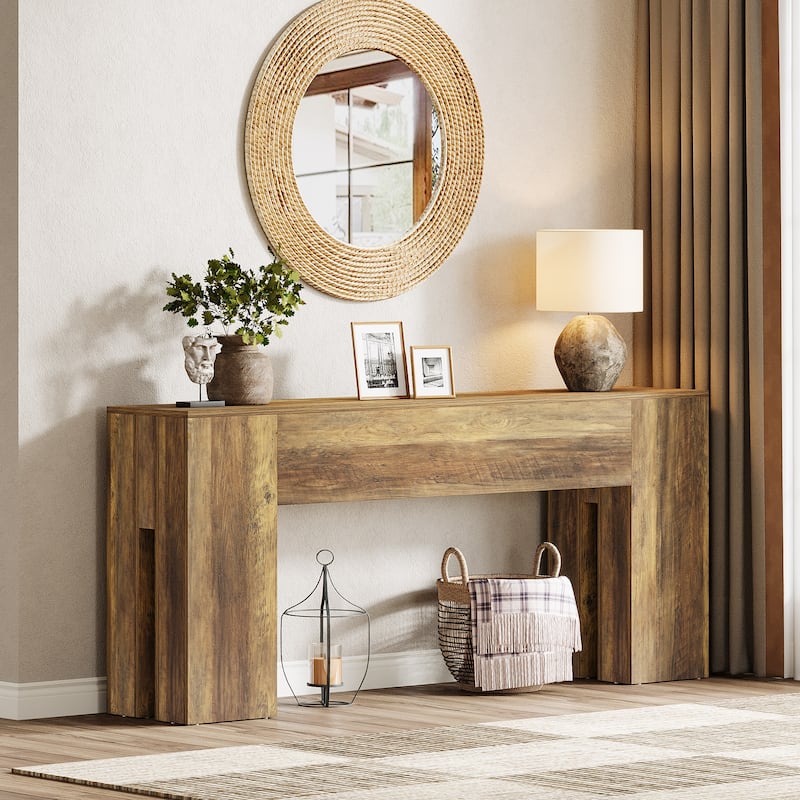 71-Inch Console Table for Entryway, Farmhouse Sofa Table Behind Couch, Wood Entrance Accent Table