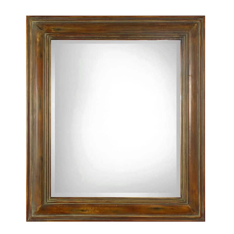 Uttermost Darian 42 Inch x 36 Inch Rectangular Beveled Wood Framed - Dark Brown