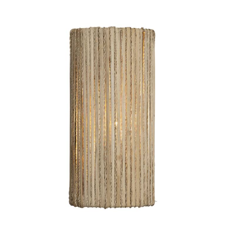Jacob's Ladder 1-Light Rattan and Abaca Flush Gold Wall Sconce