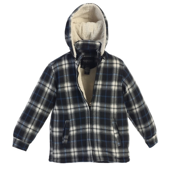 Gioberti Little Boys Checkered Flannel Hoodie Jacket with Sherpa Lining