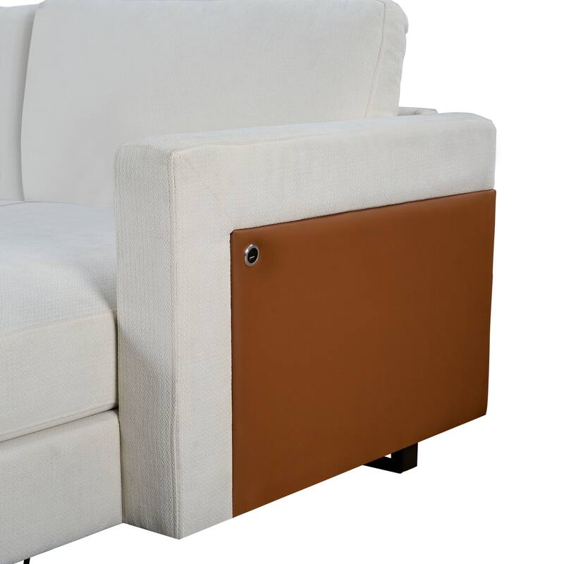 100" L-Shaped 3-Seater Sofa with USB, Reversible Arms