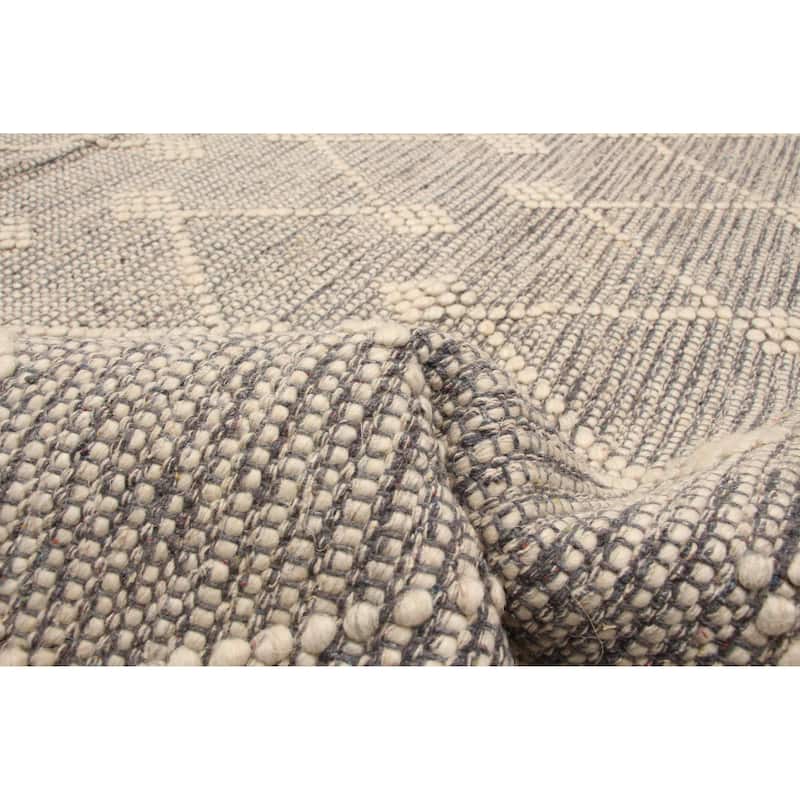 ECARPETGALLERY Braid weave Sienna Grey Wool Rug - 5'0 x 8'6