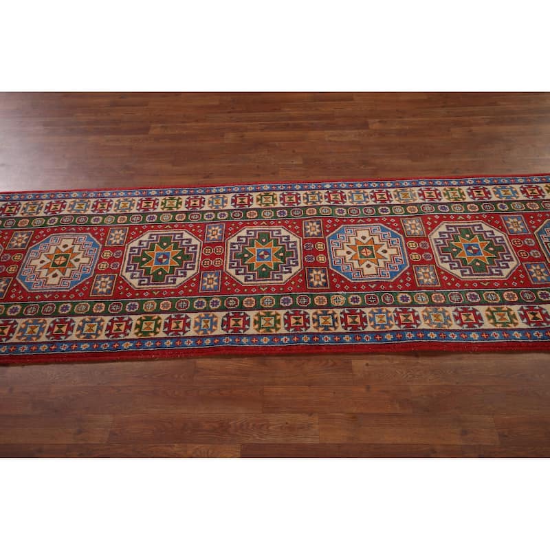 Kazak Oriental Runner Rug Handmade Traditional Red Wool Carpet - 2'9" x 13'1"
