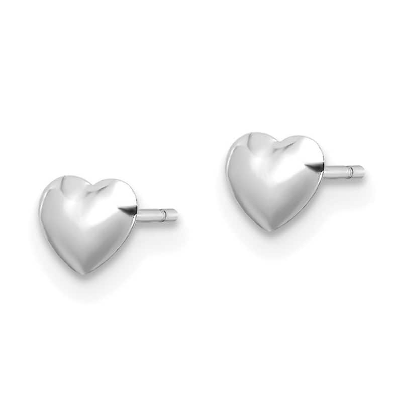 Curata 14k White Gold Polished Love Heart Post Stud Earrings - 4.5x5.25mm