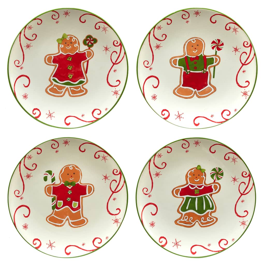 Certified International Holiday Magic Gingerbread 9" Dessert/Salad Plates, Set of 4